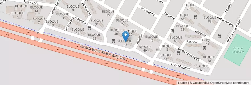 Mapa de ubicacion de BLOQUE 43 en Argentina, Salta, Capital, Municipio De Salta, Salta.