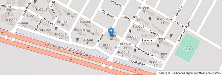 Mapa de ubicacion de BLOQUE 46 en 아르헨티나, Salta, Capital, Municipio De Salta, Salta.