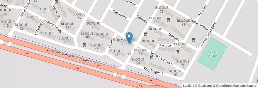 Mapa de ubicacion de BLOQUE 47 en アルゼンチン, サルタ州, Capital, Municipio De Salta, Salta.