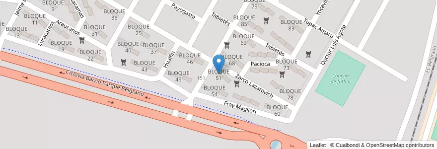 Mapa de ubicacion de BLOQUE 51 en 阿根廷, Salta, Capital, Municipio De Salta, Salta.