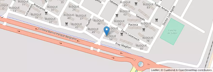 Mapa de ubicacion de BLOQUE 53 en 아르헨티나, Salta, Capital, Municipio De Salta, Salta.