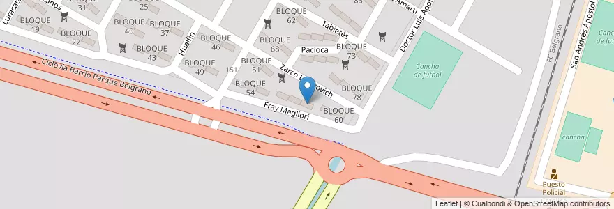 Mapa de ubicacion de BLOQUE 58 en アルゼンチン, サルタ州, Capital, Municipio De Salta, Salta.