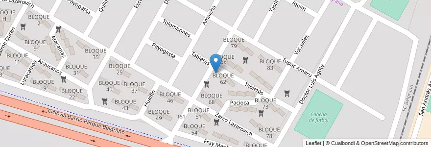 Mapa de ubicacion de BLOQUE 61 en 아르헨티나, Salta, Capital, Municipio De Salta, Salta.