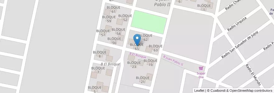 Mapa de ubicacion de BLOQUE 65 en 아르헨티나, Salta, Capital, Municipio De Salta, Salta.