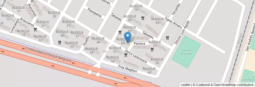 Mapa de ubicacion de BLOQUE 69 en アルゼンチン, サルタ州, Capital, Municipio De Salta, Salta.