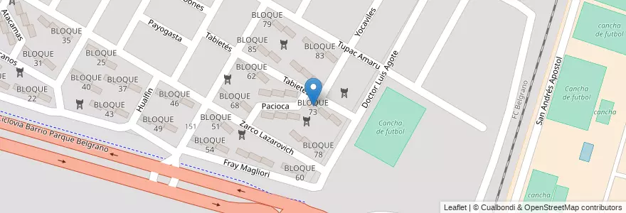 Mapa de ubicacion de BLOQUE 73 en Argentine, Salta, Capital, Municipio De Salta, Salta.