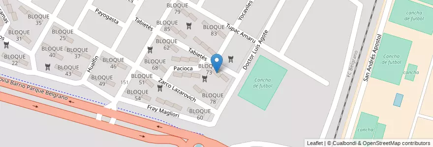 Mapa de ubicacion de BLOQUE 74 en 阿根廷, Salta, Capital, Municipio De Salta, Salta.