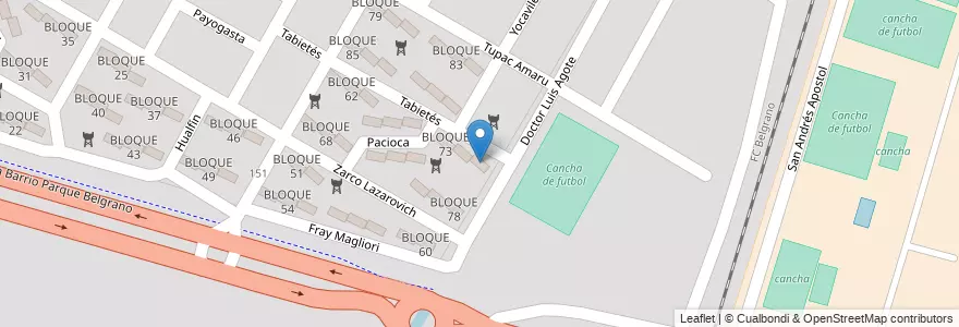 Mapa de ubicacion de BLOQUE 75 en Argentine, Salta, Capital, Municipio De Salta, Salta.