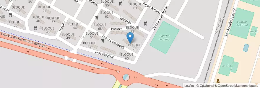 Mapa de ubicacion de BLOQUE 77 en アルゼンチン, サルタ州, Capital, Municipio De Salta, Salta.
