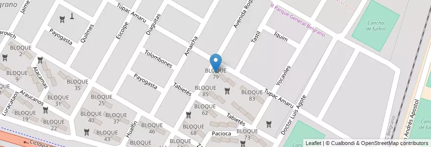 Mapa de ubicacion de BLOQUE 79 en 阿根廷, Salta, Capital, Municipio De Salta, Salta.