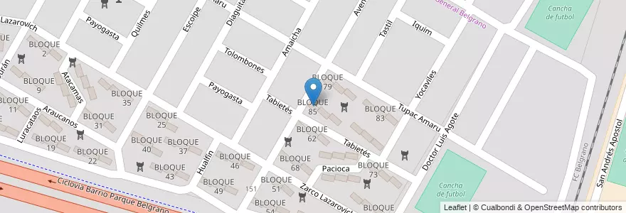 Mapa de ubicacion de BLOQUE 85 en Arjantin, Salta, Capital, Municipio De Salta, Salta.