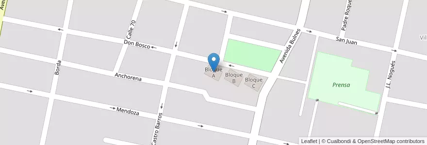 Mapa de ubicacion de Bloque A en アルゼンチン, トゥクマン州, San Miguel De Tucumán, Departamento Capital, San Miguel De Tucumán.