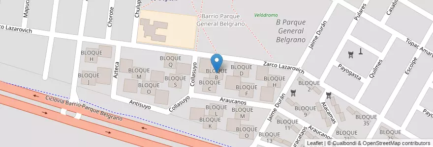 Mapa de ubicacion de BLOQUE B en Аргентина, Сальта, Capital, Municipio De Salta, Salta.