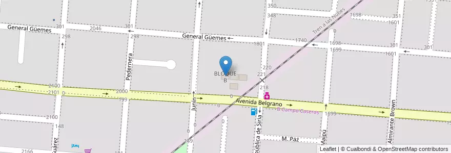 Mapa de ubicacion de BLOQUE B en アルゼンチン, サルタ州, Capital, Municipio De Salta, Salta.