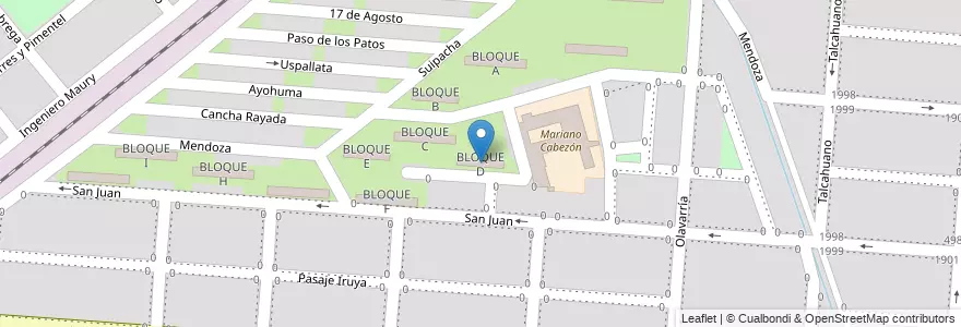 Mapa de ubicacion de BLOQUE D en الأرجنتين, Salta, Capital, Municipio De Salta, Salta.