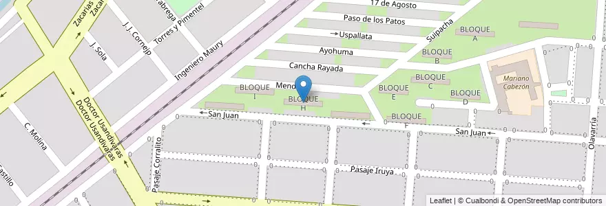 Mapa de ubicacion de BLOQUE H en Argentina, Salta, Capital, Municipio De Salta, Salta.