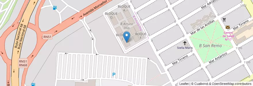 Mapa de ubicacion de BLOQUE H en 아르헨티나, Salta, Capital, Municipio De Salta, Salta.