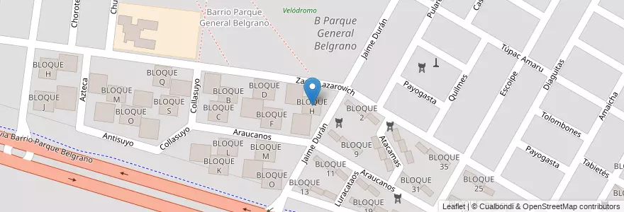 Mapa de ubicacion de BLOQUE H en アルゼンチン, サルタ州, Capital, Municipio De Salta, Salta.