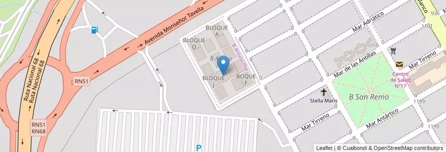 Mapa de ubicacion de BLOQUE I en アルゼンチン, サルタ州, Capital, Municipio De Salta, Salta.