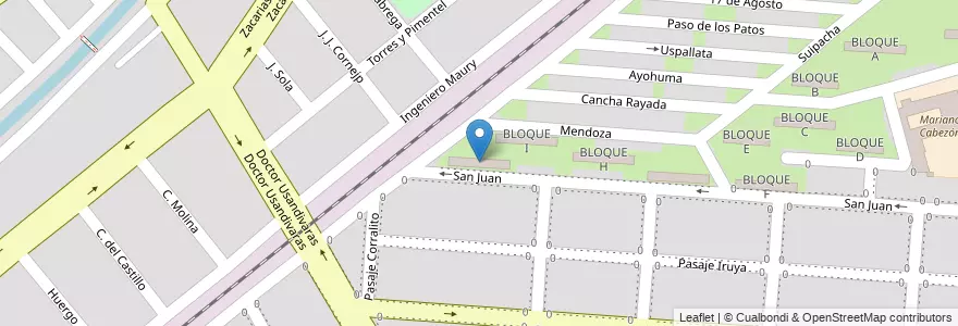 Mapa de ubicacion de BLOQUE J en アルゼンチン, サルタ州, Capital, Municipio De Salta, Salta.