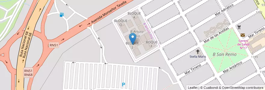 Mapa de ubicacion de BLOQUE J en Argentina, Salta, Capital, Municipio De Salta, Salta.