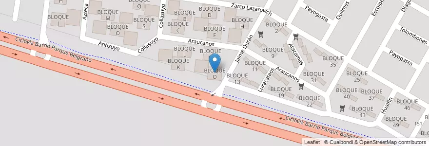 Mapa de ubicacion de BLOQUE O en 阿根廷, Salta, Capital, Municipio De Salta, Salta.