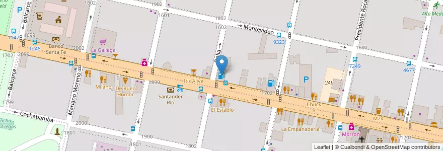 Mapa de ubicacion de Blue en الأرجنتين, سانتا في, Departamento Rosario, Municipio De Rosario, روساريو.