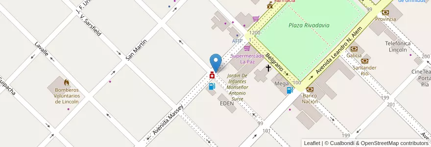 Mapa de ubicacion de Blues Bar en アルゼンチン, ブエノスアイレス州, Partido De Lincoln.