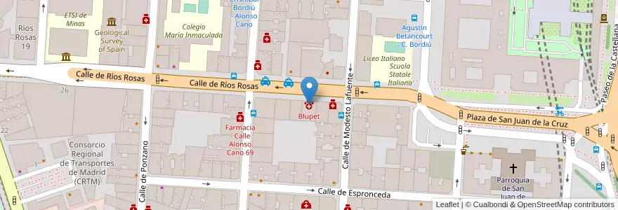 Mapa de ubicacion de Blupet en Испания, Мадрид, Мадрид, Área Metropolitana De Madrid Y Corredor Del Henares, Мадрид.