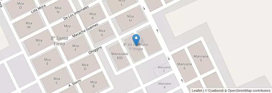Mapa de ubicacion de Bº 60 Viviendas 1º Etapa en アルゼンチン, サルタ州, General Güemes, Municipio De Campo Santo.