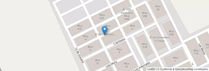 Mapa de ubicacion de Bº 80 Viviendas en アルゼンチン, サルタ州, General Güemes, Municipio De Campo Santo.