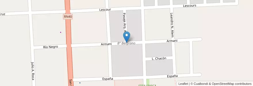 Mapa de ubicacion de Bº Belgrano en Argentina, Chile, Mendoza, Departamento Tunuyán, Distrito Ciudad De Tunuyán.