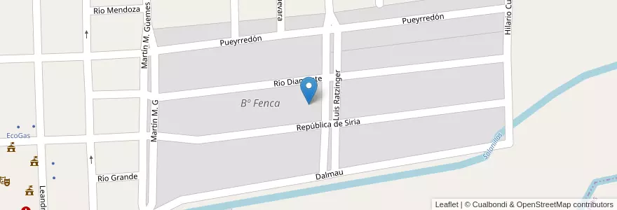 Mapa de ubicacion de Bº Fenca en 阿根廷, 智利, Mendoza, Departamento Tunuyán, Distrito Ciudad De Tunuyán.
