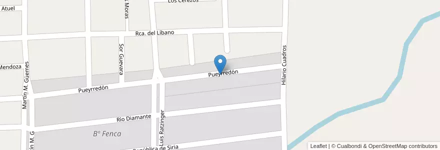 Mapa de ubicacion de Bº San Vicente en アルゼンチン, チリ, メンドーサ州, Departamento Tunuyán, Distrito Ciudad De Tunuyán.