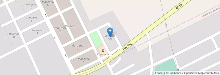Mapa de ubicacion de Bº Santa Rita en الأرجنتين, Salta, General Güemes, Municipio De Campo Santo.