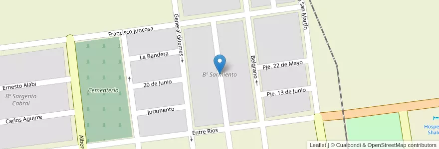 Mapa de ubicacion de Bº Sarmiento en アルゼンチン, サルタ州, Anta, Municipio De Las Lajitas, Las Lajitas.