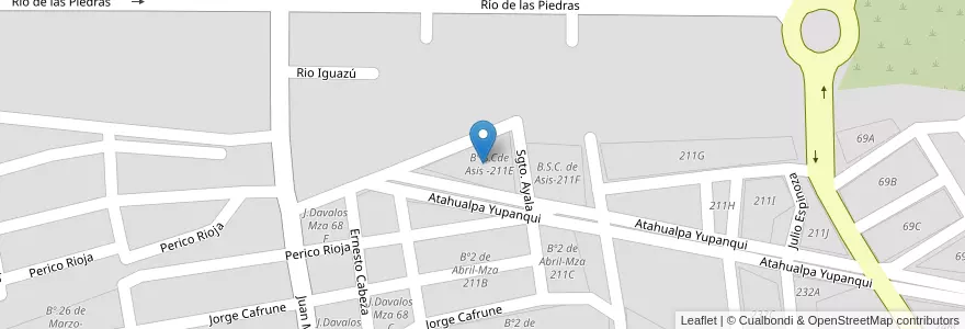 Mapa de ubicacion de Bº S.Cde Asis -211E en 아르헨티나, Salta, Capital, Municipio De Salta, Salta.