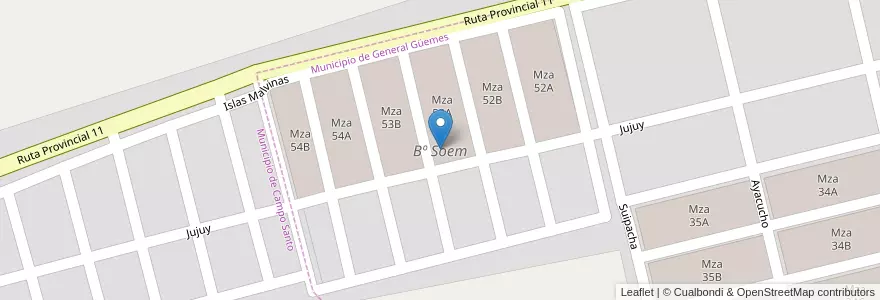 Mapa de ubicacion de Bº Soem en 阿根廷, Salta, General Güemes, Municipio De General Güemes.