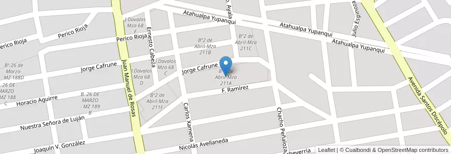 Mapa de ubicacion de Bº2 de Abril-Mza 211A en Аргентина, Сальта, Capital, Municipio De Salta, Salta.