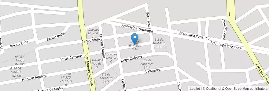 Mapa de ubicacion de Bº2 de Abril-Mza 211B en آرژانتین, Salta, Capital, Municipio De Salta, Salta.