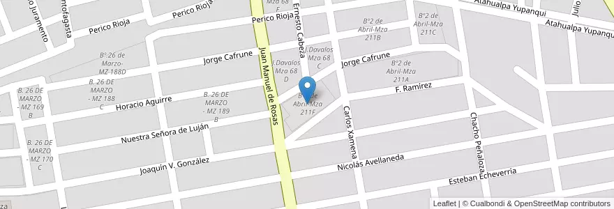 Mapa de ubicacion de Bº2 de Abril-Mza 211F en アルゼンチン, サルタ州, Capital, Municipio De Salta, Salta.