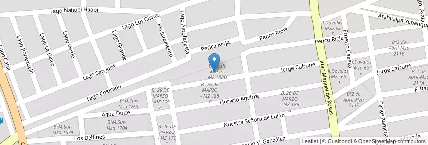 Mapa de ubicacion de Bº.26 de Marzo-MZ 188D en Arjantin, Salta, Capital, Municipio De Salta, Salta.