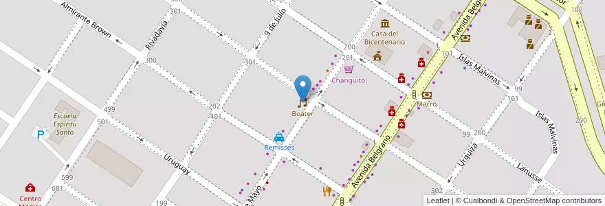 Mapa de ubicacion de Boater en Arjantin, Misiones, Departamento Leandro N. Alem, Municipio De Leandro N. Alem, Leandro N. Alem.