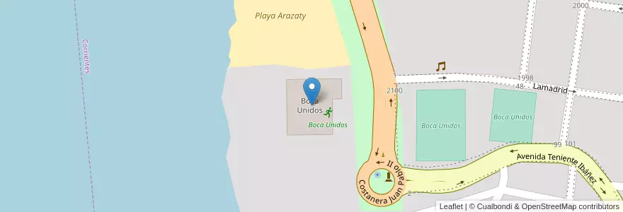 Mapa de ubicacion de Boca Unidos en アルゼンチン, コリエンテス州, Departamento Capital, Corrientes, Corrientes.