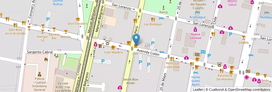 Mapa de ubicacion de Bocanada en Arjantin, Şili, Mendoza, Departamento Capital, Sección 2ª Barrio Cívico, Ciudad De Mendoza.