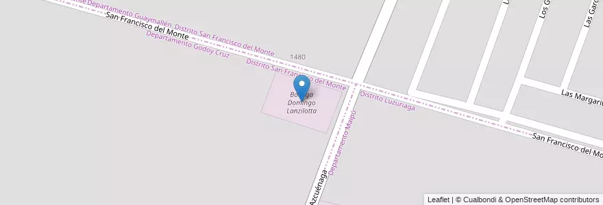 Mapa de ubicacion de Bodega Domingo Lanzilotta en Arjantin, Şili, Mendoza, Departamento Godoy Cruz, Godoy Cruz, Distrito San Francisco Del Monte.