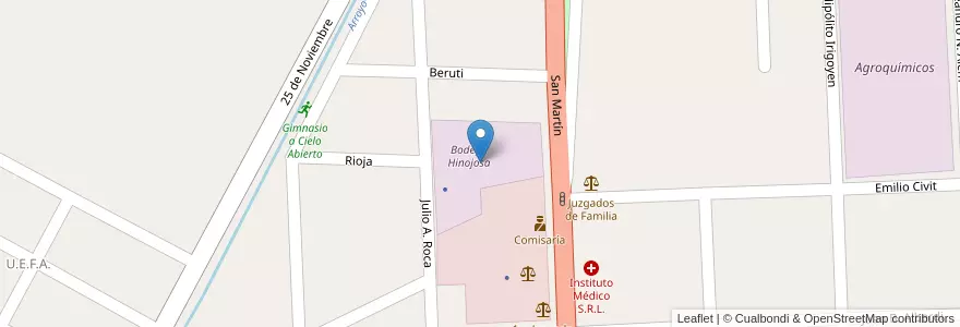 Mapa de ubicacion de Bodega Hinojosa en アルゼンチン, チリ, メンドーサ州, Departamento Tunuyán, Distrito Ciudad De Tunuyán.