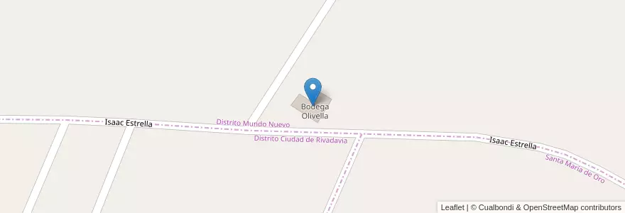 Mapa de ubicacion de Bodega Olivella en アルゼンチン, チリ, メンドーサ州, Departamento Rivadavia, Distrito Mundo Nuevo.