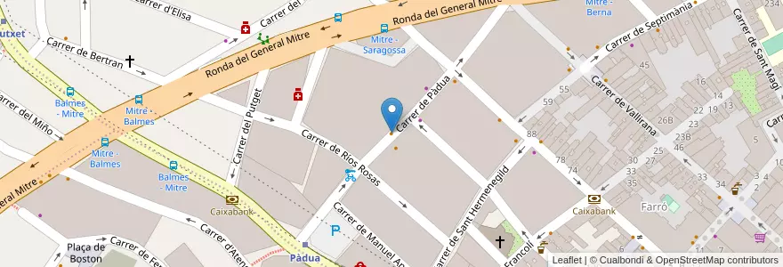 Mapa de ubicacion de Bodega Pàdua en Испания, Каталония, Барселона, Барселонес, Барселона.
