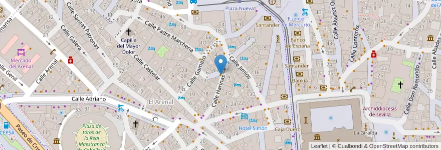 Mapa de ubicacion de Bodeguita Romero en スペイン, アンダルシア州, Sevilla, セビリア.